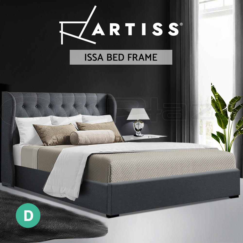 Artiss Bed Frame Double Full Queen King Size Gas Lift Base With Storage - Picture 12 of 17