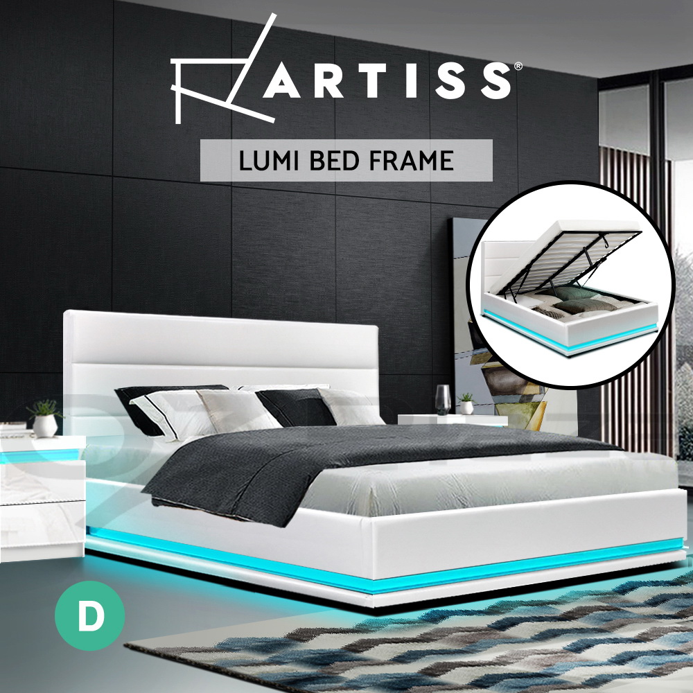 Artiss Bed Frame Queen Double King Single RGB LED Gas Lift Base Storage LUMI - Picture 13 of 20