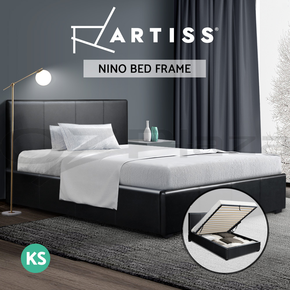Artiss Bed Frame Queen Double King Single Size Gas Lift Base With Storage NINO - Picture 16 of 20