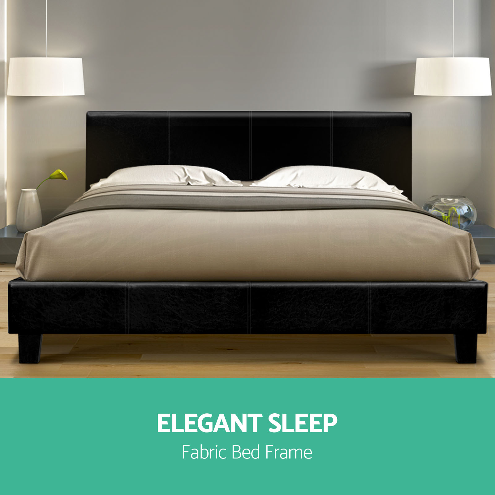 Details About Artiss Single Double Queen Size Bed Frame Base Mattress Fabric Wooden Grey