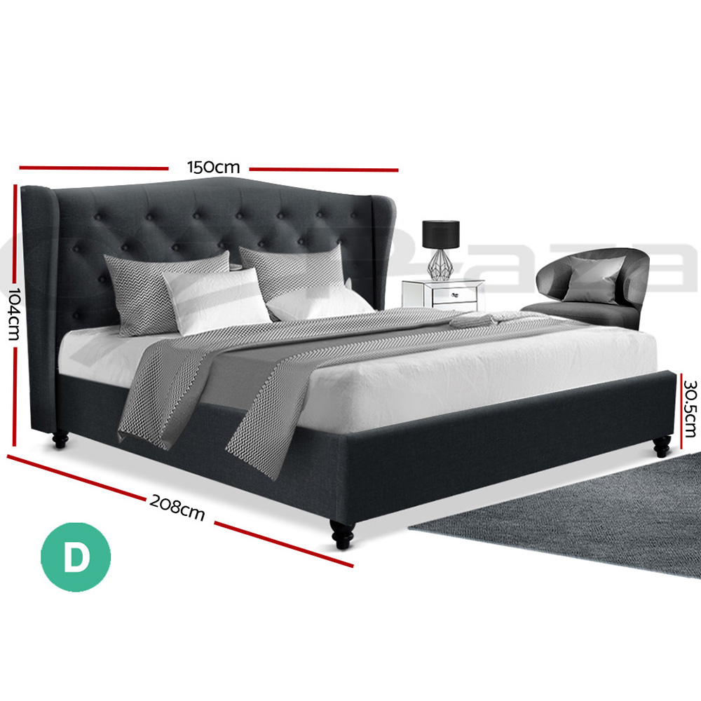 Artiss Bed Frame Double Queen King Size Base Mattress Platform Fabric Wooden - Picture 13 of 23