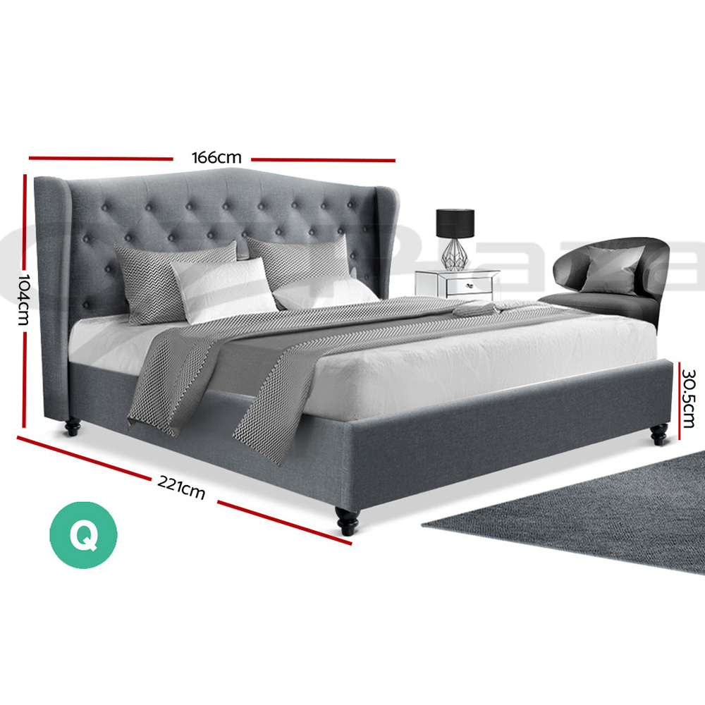 Artiss Bed Frame Double Queen King Size Base Mattress Platform Fabric Wooden - Picture 23 of 23