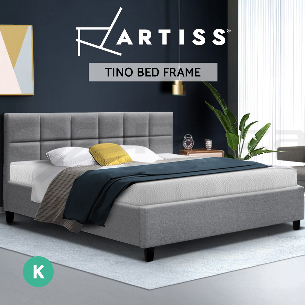 Artiss Bed Frame Queen Double King Single Mattress Base Platform Fabric TINO - Picture 15 of 20
