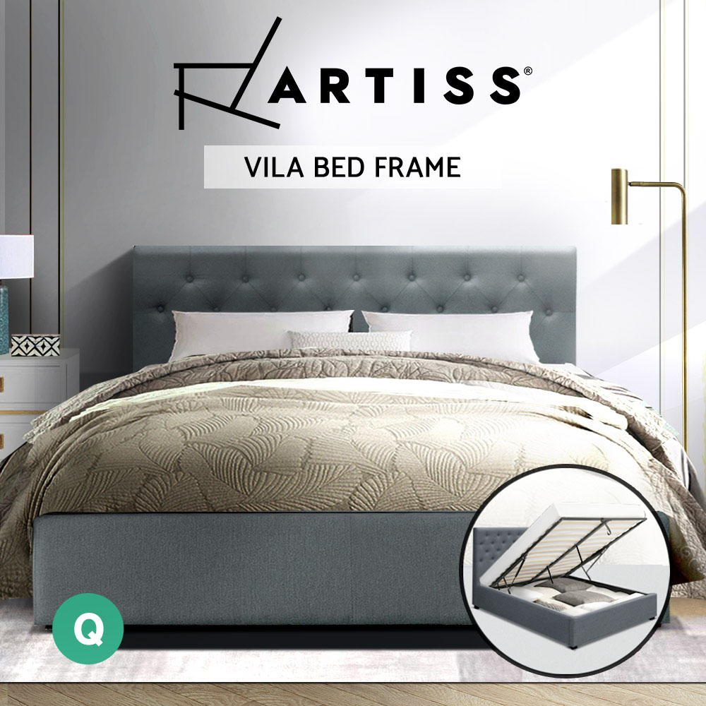 Artiss Bed Frame Queen Double King Single Size Gas Lift Base Storage