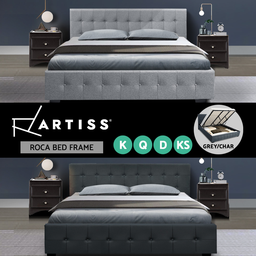 Artiss Bed Frame Queen Double King Single Size Gas Lift Storage Base