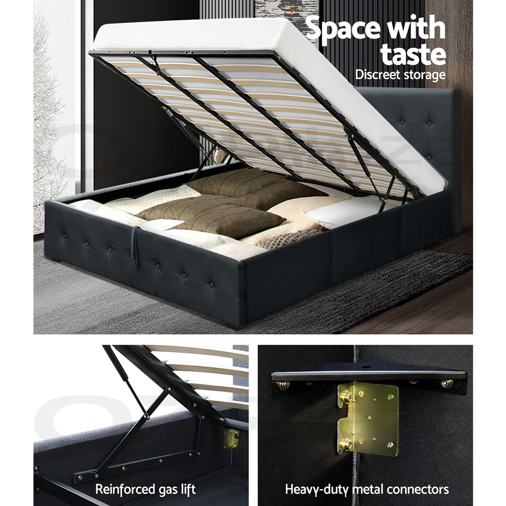 Artiss Bed Frame King Single Double Queen Size Gas Lift Base With