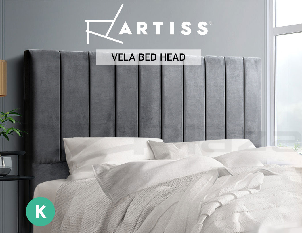 Artiss Bed Frame KING Size Bed Head Headboard Bedhead Velvet Base VELA