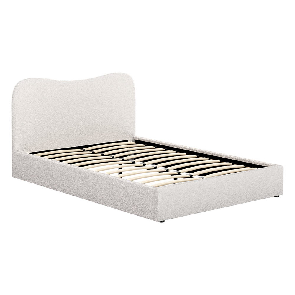 Artiss Bed Frame Boucle Fabric Queen Double King Single Size Gas Lift White - Picture 11 of 121