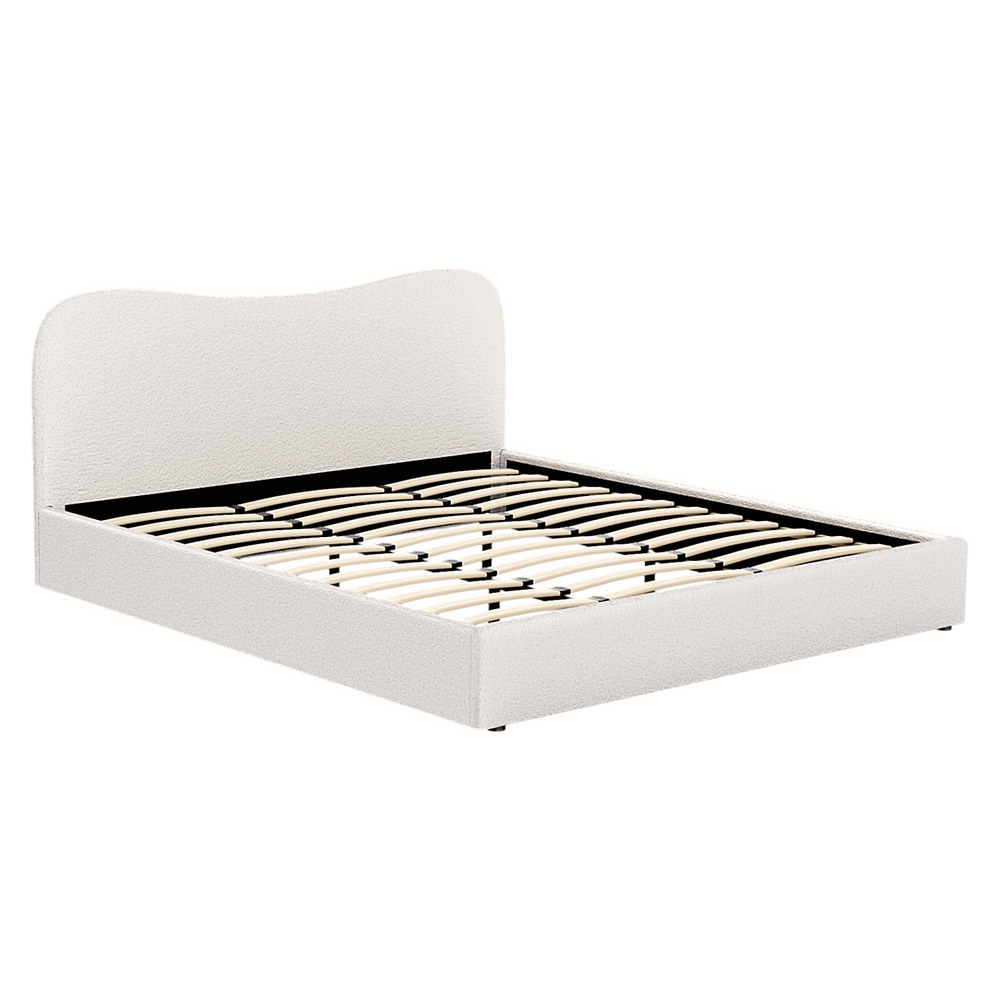Artiss Bed Frame Boucle Fabric Queen Double King Single Size Gas Lift White - Picture 19 of 121