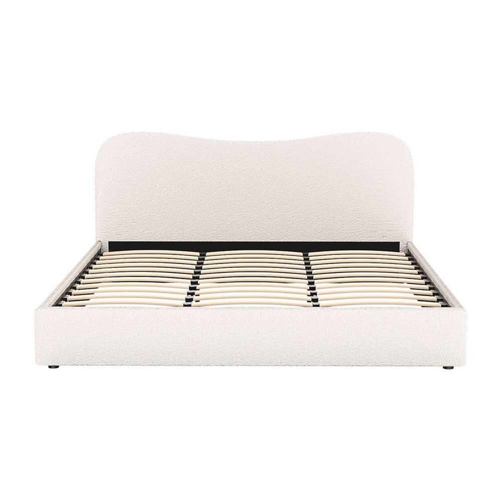 Artiss Bed Frame Boucle Fabric Queen Double King Single Size Gas Lift White - Picture 21 of 121