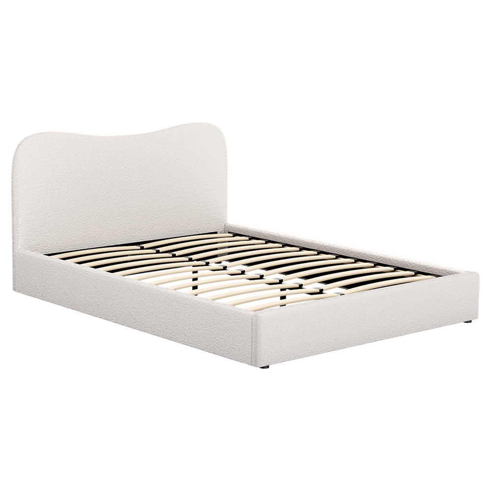 Artiss Bed Frame Boucle Fabric Queen Double King Single Size Gas Lift White - Picture 27 of 121