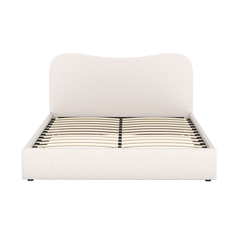 Artiss Bed Frame Boucle Fabric Queen Double King Single Size Gas Lift White - Picture 29 of 121