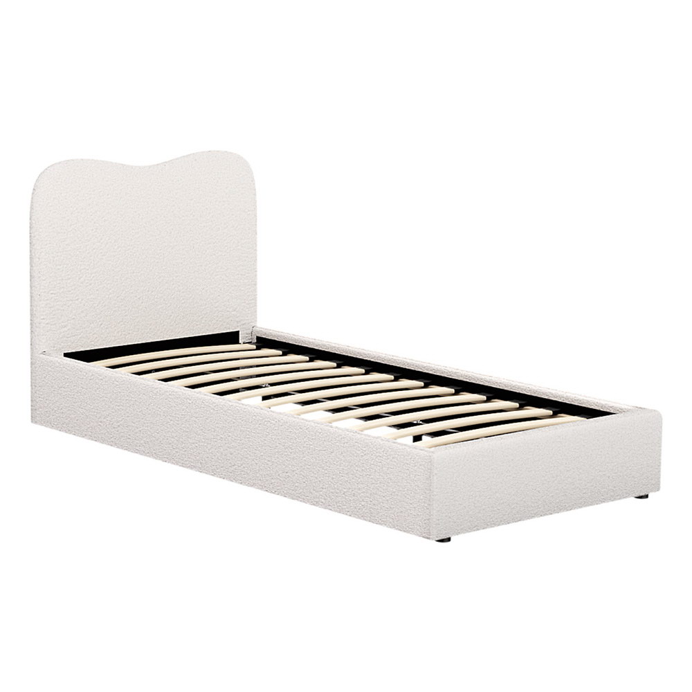 Artiss Bed Frame Boucle Fabric Queen Double King Single Size Gas Lift White - Picture 35 of 121