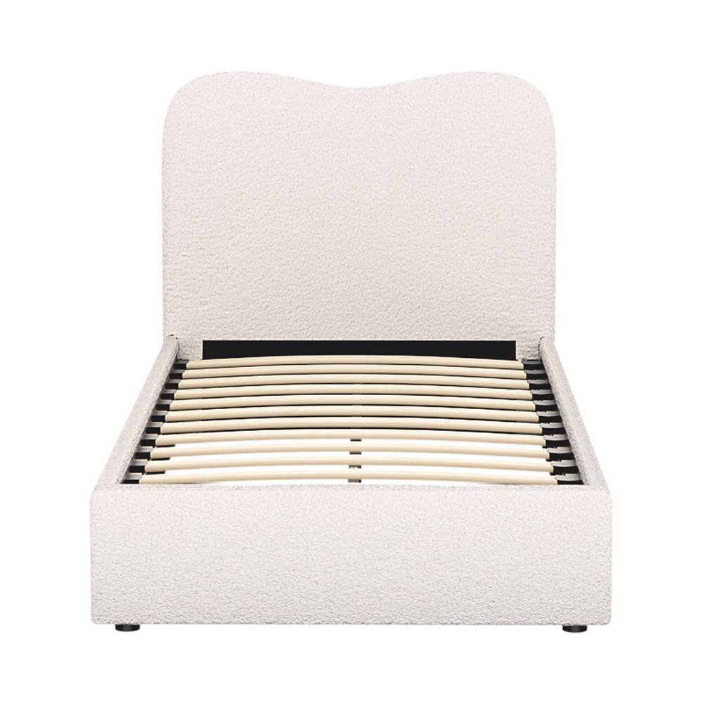 Artiss Bed Frame Boucle Fabric Queen Double King Single Size Gas Lift White - Picture 37 of 121