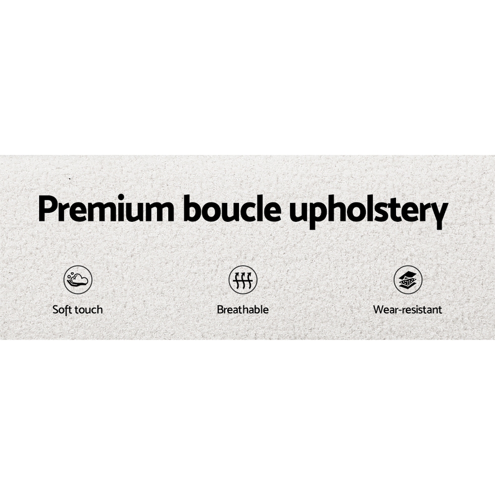 Artiss Bed Frame Boucle Fabric Queen Double King Single Size Gas Lift White - Picture 82 of 121