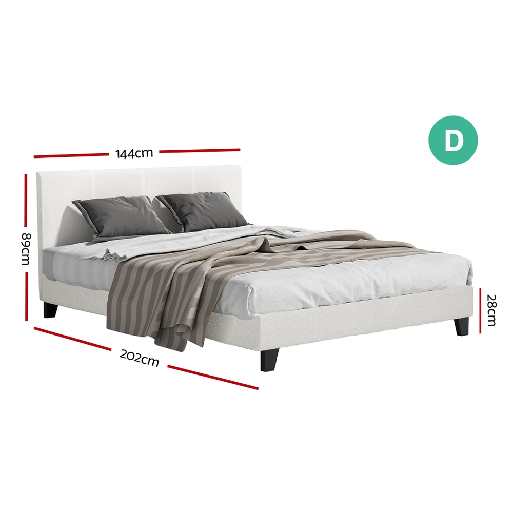 Artiss Bed Frame Boucle Fabric Queen Double King Single Size Gas Lift White - Picture 87 of 121