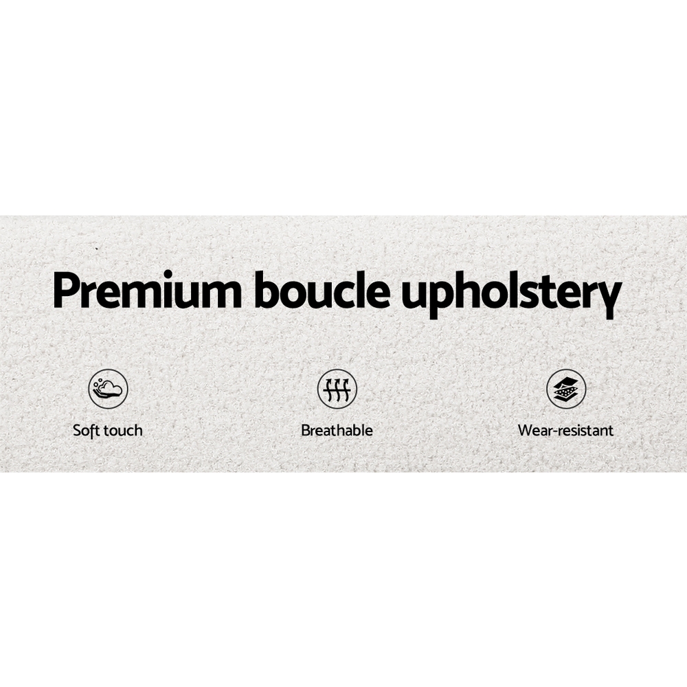 Artiss Bed Frame Boucle Fabric Queen Double King Single Size Gas Lift White - Picture 93 of 121