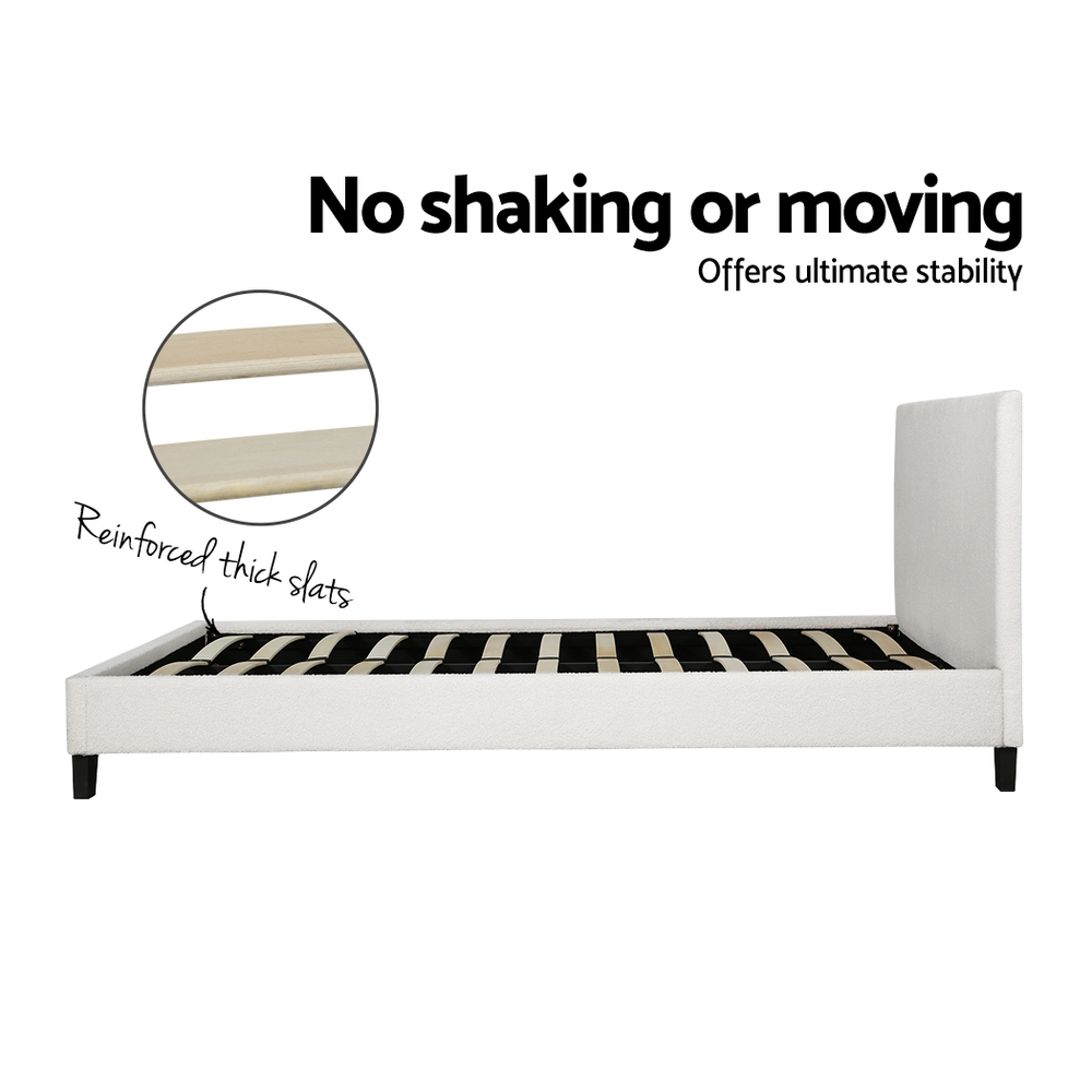 Artiss Bed Frame Boucle Fabric Queen Double King Single Size Gas Lift White - Picture 97 of 121
