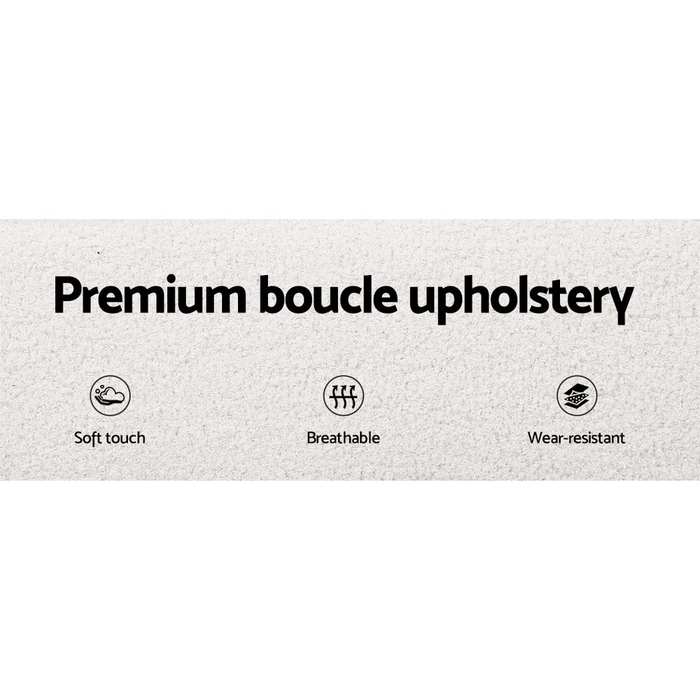 Artiss Bed Frame Boucle Fabric Queen Double King Single Size Gas Lift White - Picture 104 of 121
