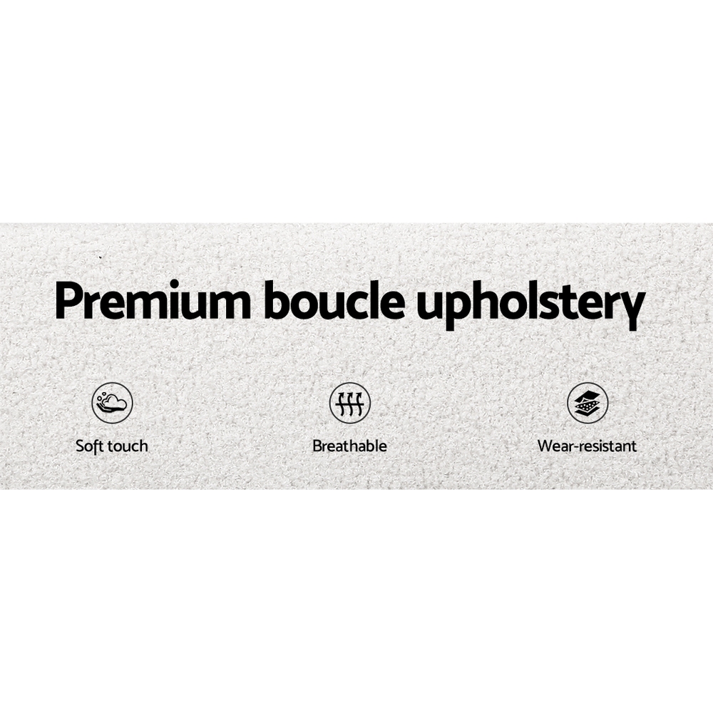 Artiss Bed Frame Boucle Fabric Queen Double King Single Size Gas Lift White - Picture 115 of 121