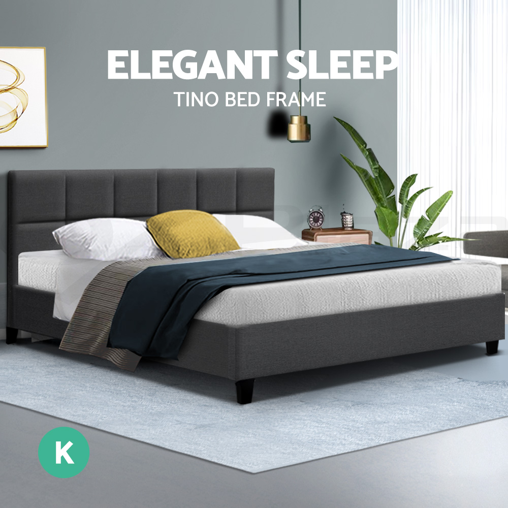 Artiss Bed Frame Queen Double King Single Mattress Base Platform Fabric TINO - Picture 14 of 20