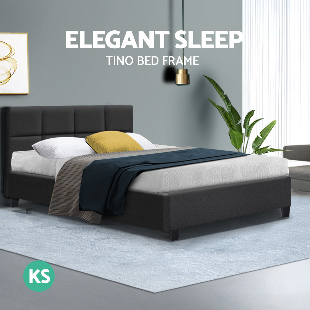 Artiss Bed Frame Queen Double King Single Mattress Base Platform Fabric TINO - Picture 16 of 20