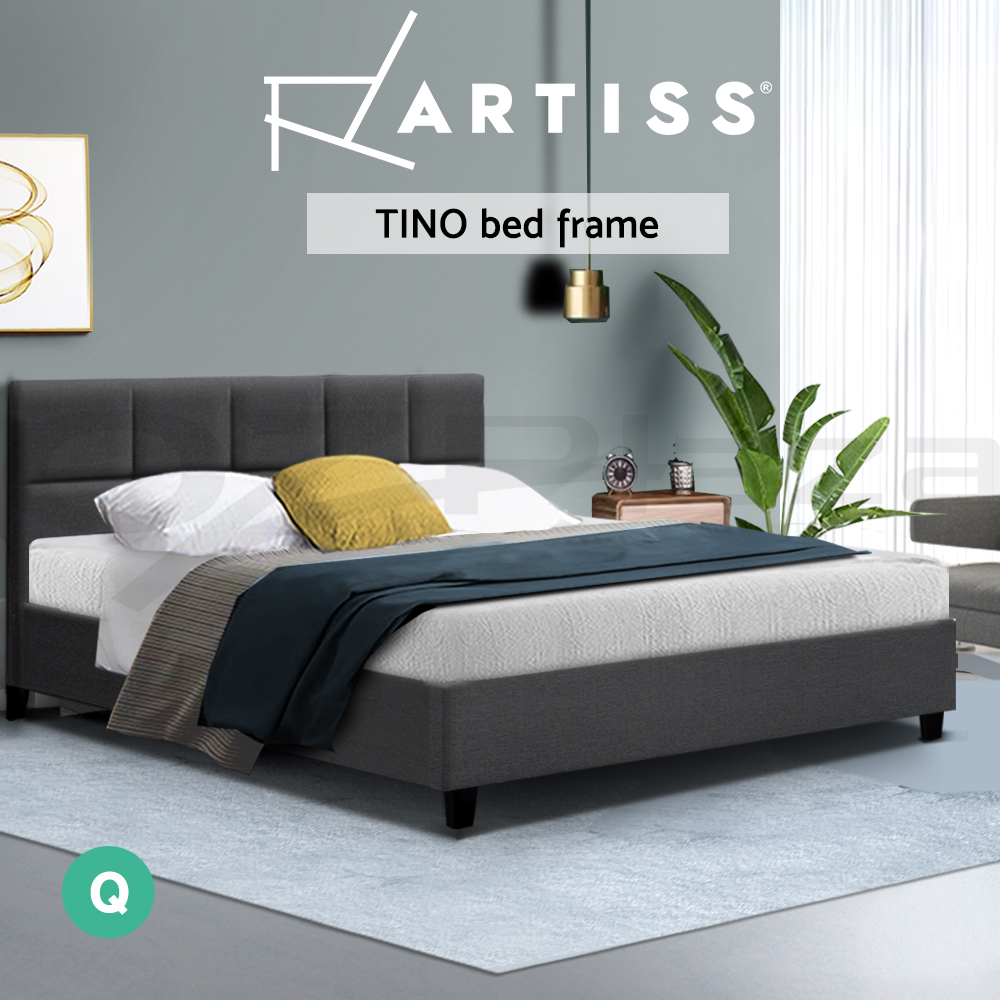 Artiss Bed Frame Queen Double King Single Mattress Base Platform Fabric TINO - Picture 18 of 20