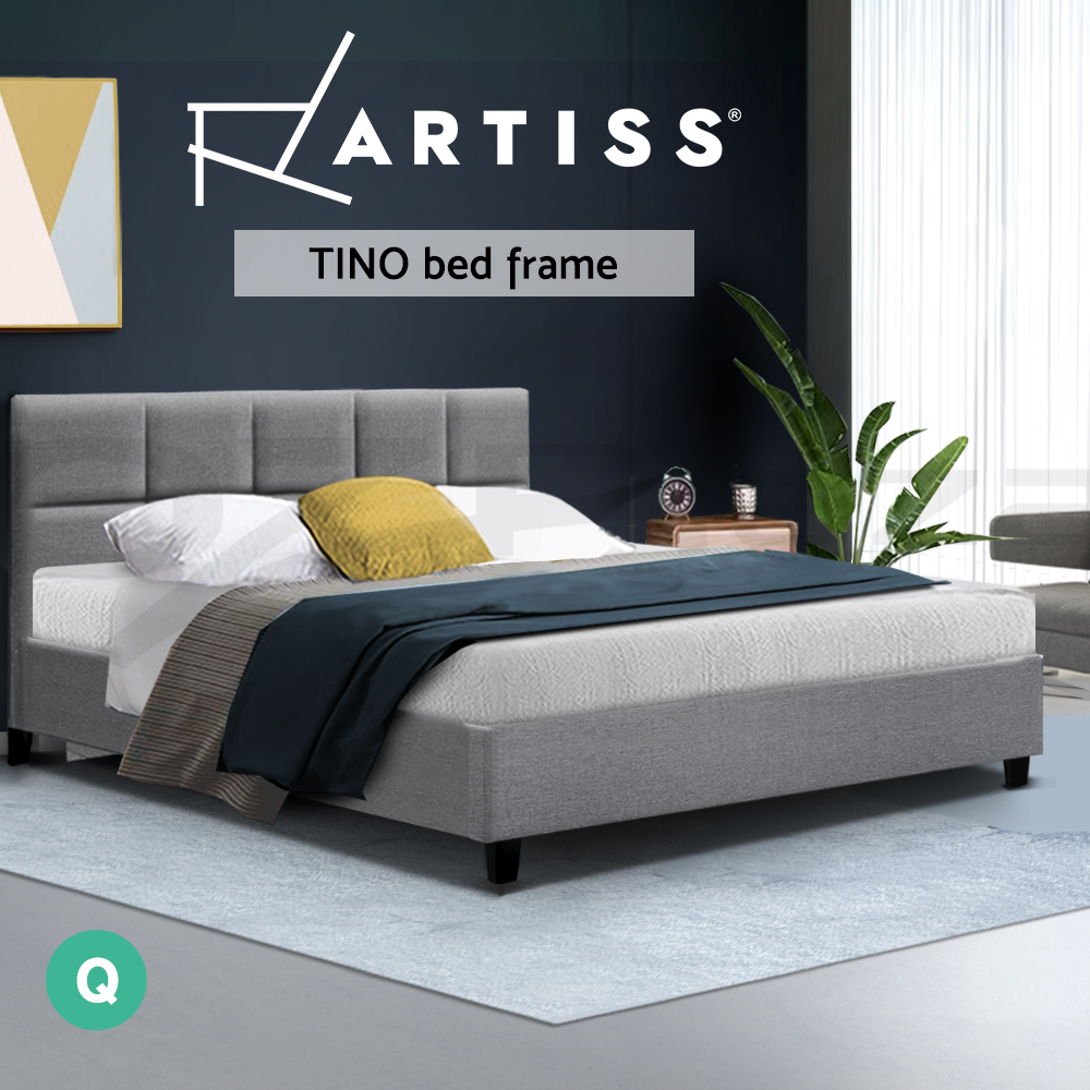 Artiss Bed Frame Queen Double King Single Mattress Base Platform Fabric TINO - Picture 19 of 20