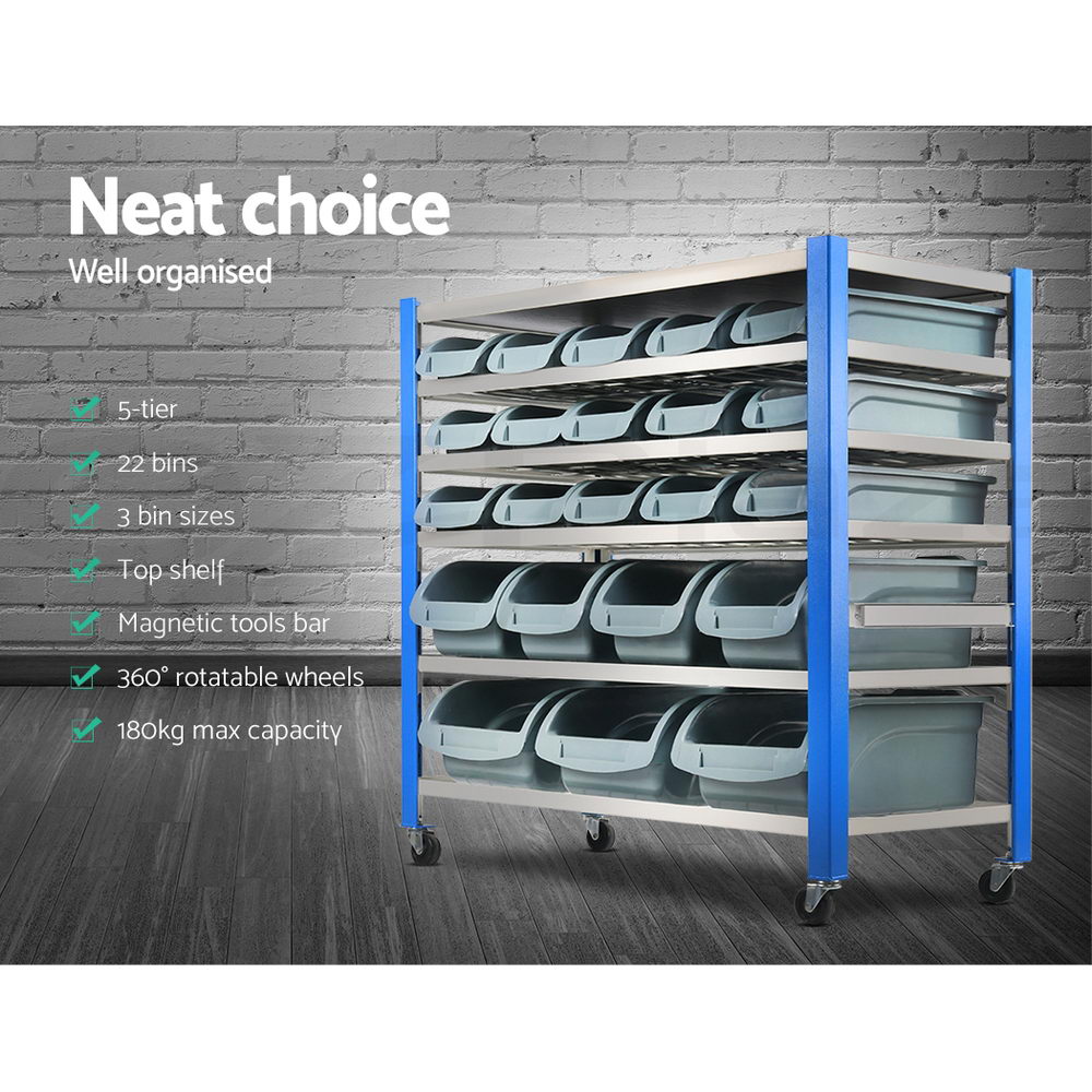 Giantz Storage Bin Rack Shelving Tools Parts Organiser Warehouse