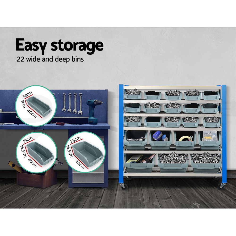 Giantz Storage Bin Rack Shelving Tools Parts Organiser Warehouse