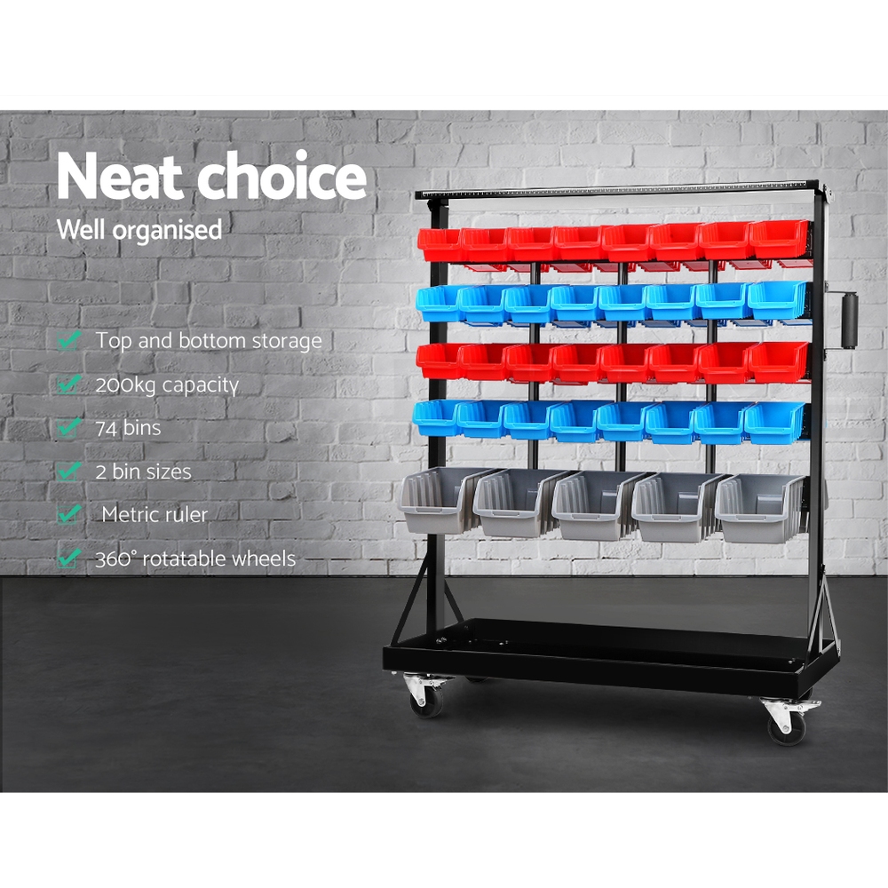 Giantz Storage Bin Rack Shelving Tools Parts Organiser Warehouse