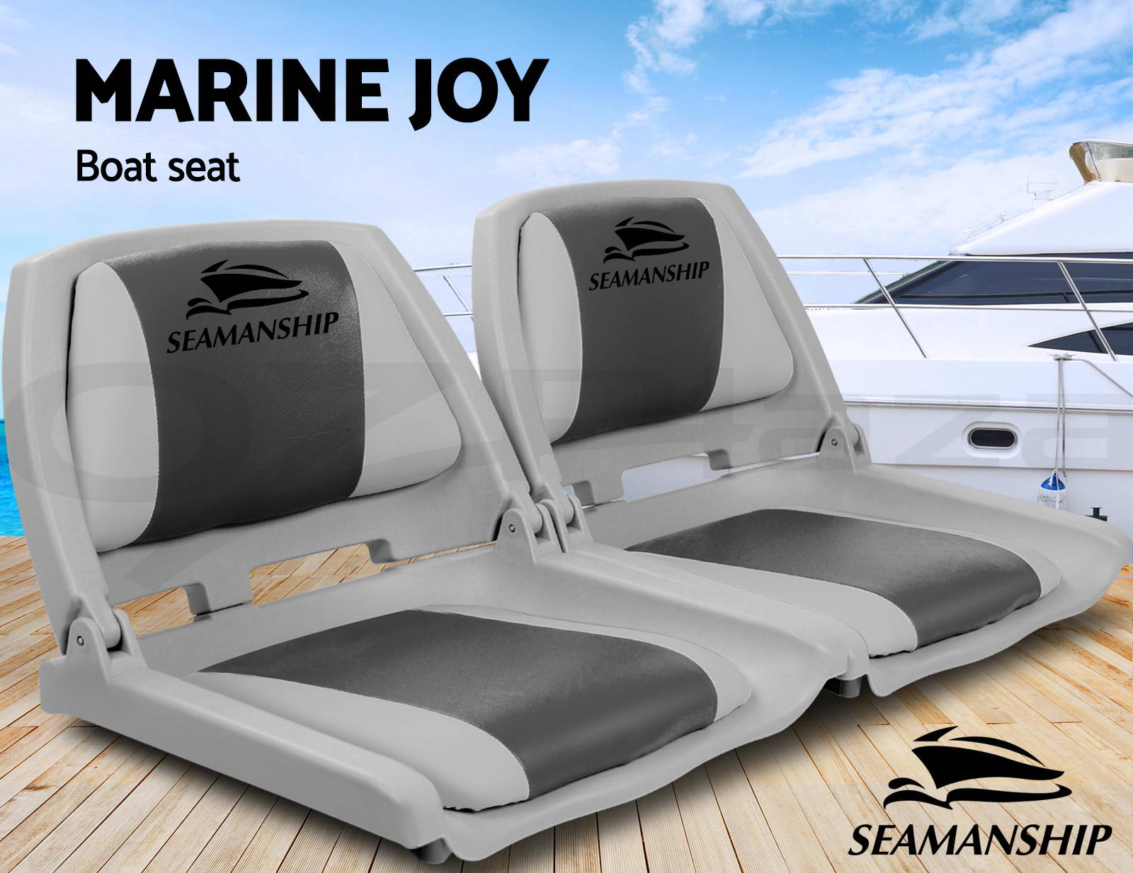 Seamanship 2X Folding Boat Seats Seat Marine Seating Set All Weather