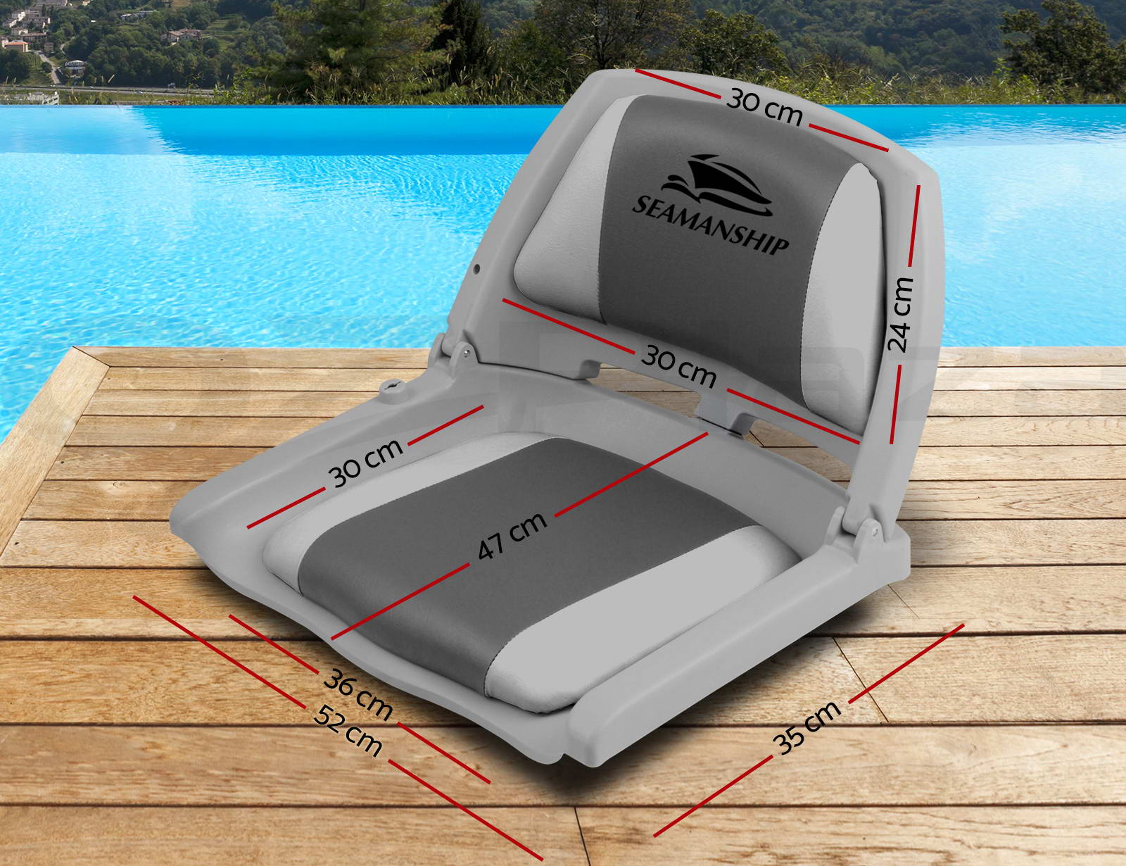 Seamanship 2X Folding Boat Seats Seat Marine Seating Set All Weather