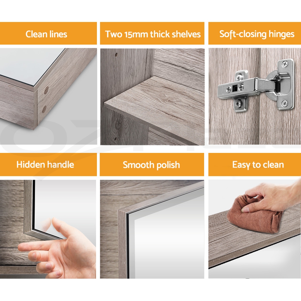 Cefito Bathroom Mirror Cabinet Vanity Shaving Medicine 450/600/750/900/1200mm - Picture 87 of 88