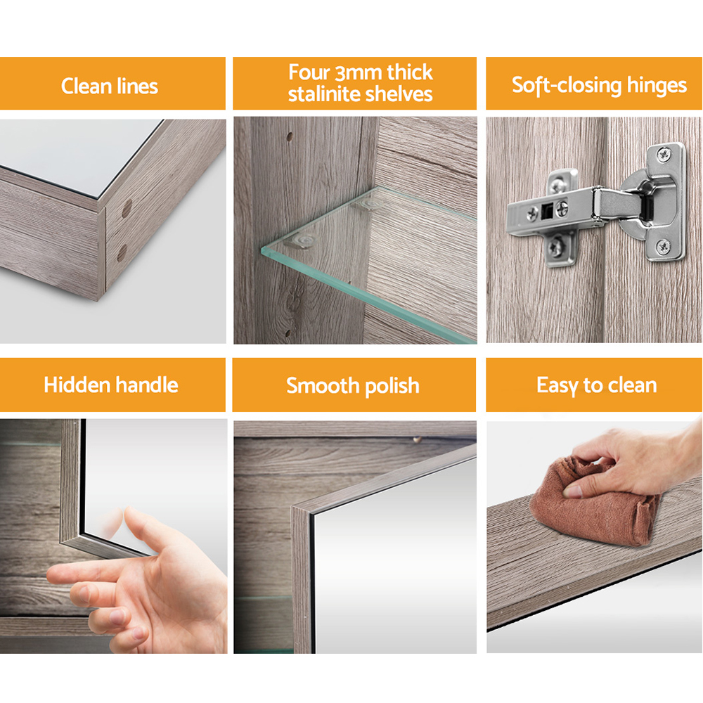 Cefito Bathroom Mirror Cabinet Vanity Shaving Medicine 450/600/750/900/1200mm - Picture 59 of 88