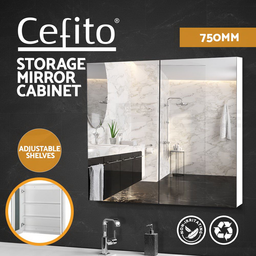 Cefito Bathroom Mirror Cabinet Vanity Shaving Medicine 450/600/750/900/1200mm - Picture 11 of 88