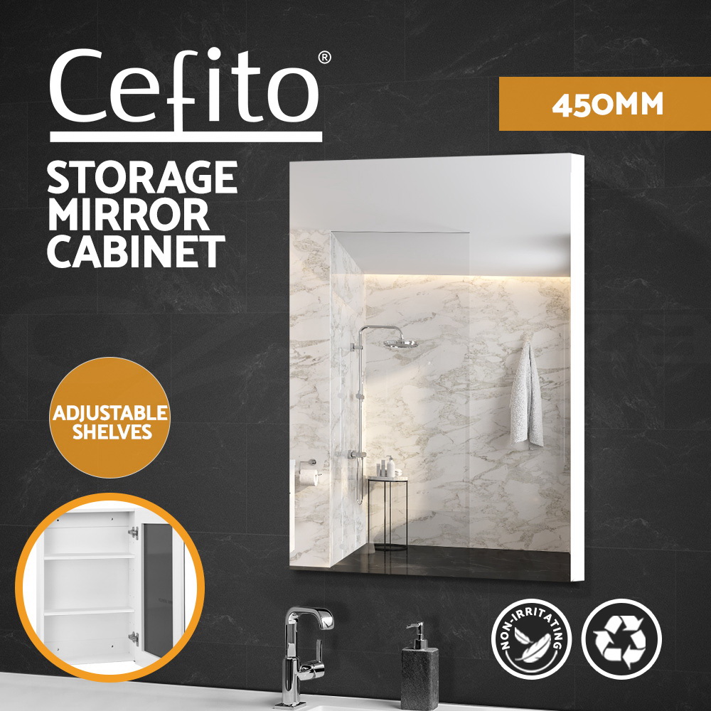 Cefito Bathroom Mirror Cabinet Vanity Shaving Medicine 450/600/750/900/1200mm - Picture 22 of 88