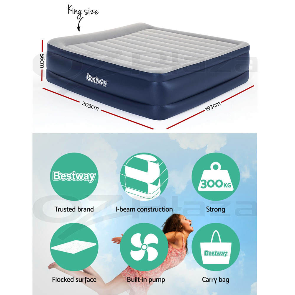 Bestway Air Bed Inflatable King Queen Single Bed Mattress Sleeping Mat with Pump - Picture 36 of 154