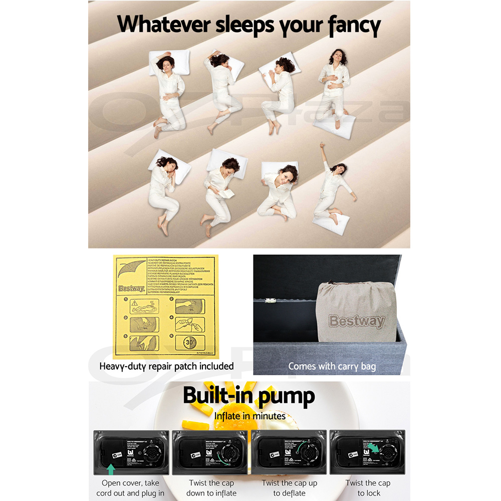 Bestway Air Bed Inflatable King Queen Single Bed Mattress Sleeping Mat with Pump - Picture 87 of 154