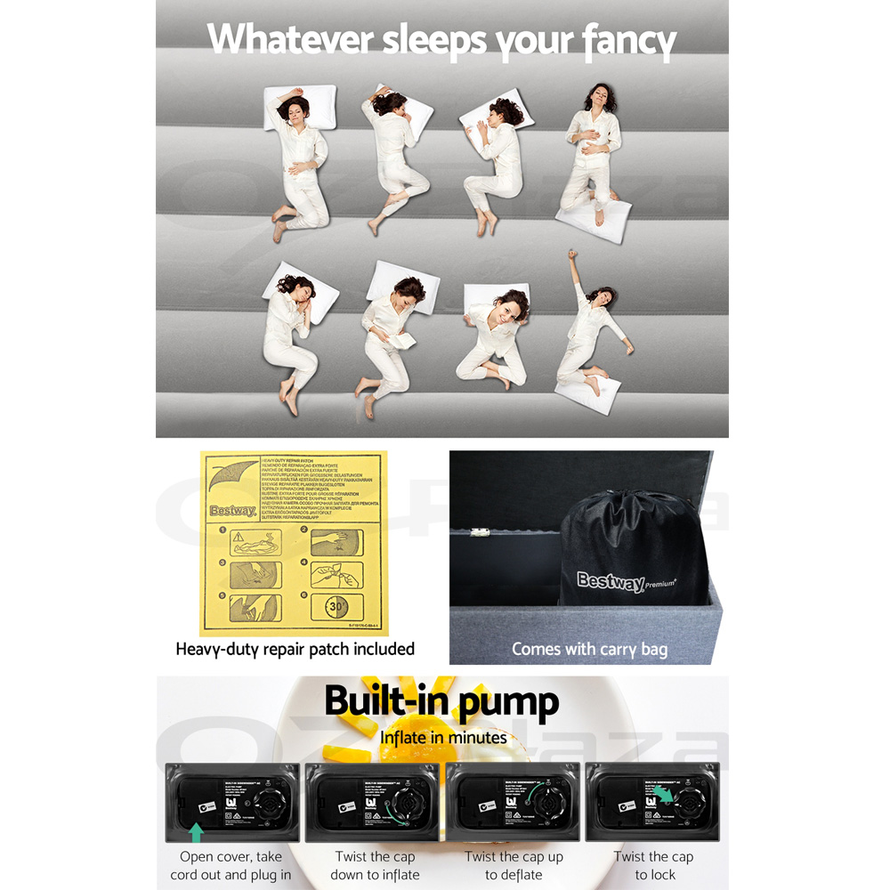 Bestway Air Bed Inflatable King Queen Single Bed Mattress Sleeping Mat with Pump - Picture 54 of 154