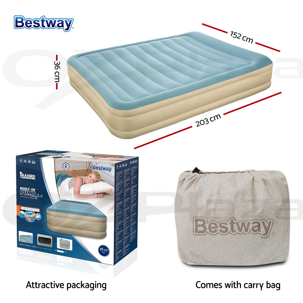 Bestway Air Bed Beds Inflatable Queen Size Mattress Built-in Pump ...