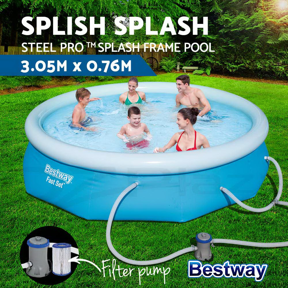 Bestway Bestway 10ft Quick Up Round Family Pool 3638L Pump Not Included 