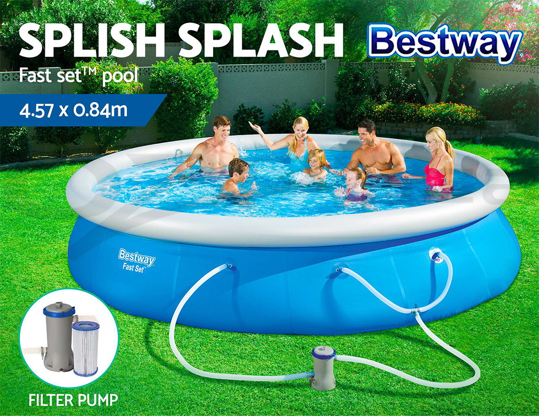 Modern Bestway Above Ground Fast Set Swimming Pool Blue for Simple Design