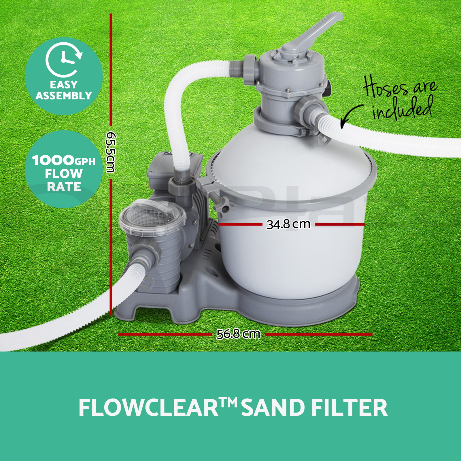 1000GPH Bestway Flowclear™ Sand Filter Swimming Above Ground Pool