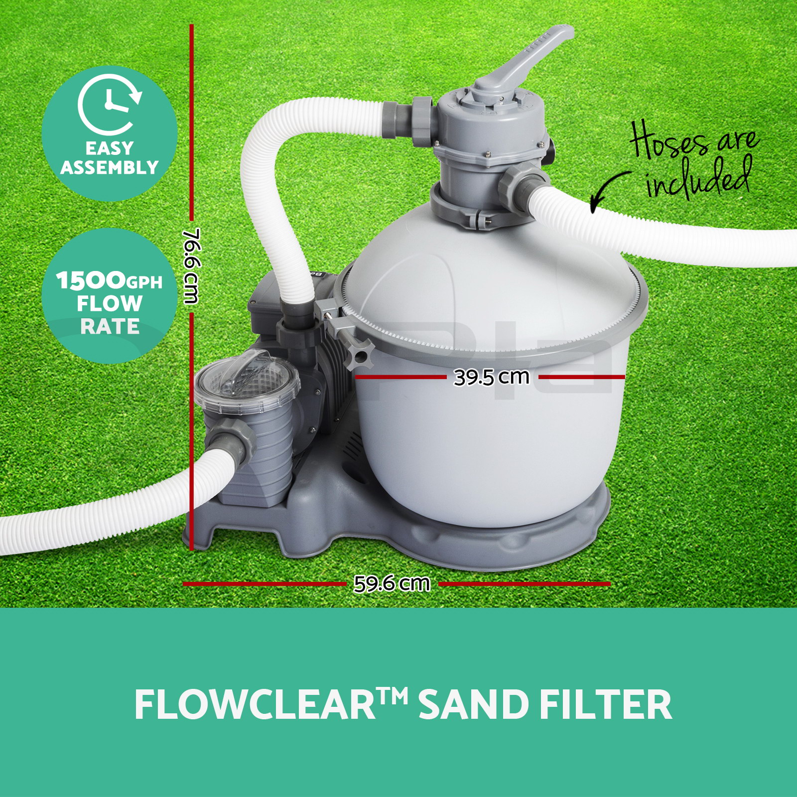 vacuuming above ground pool with sand filter