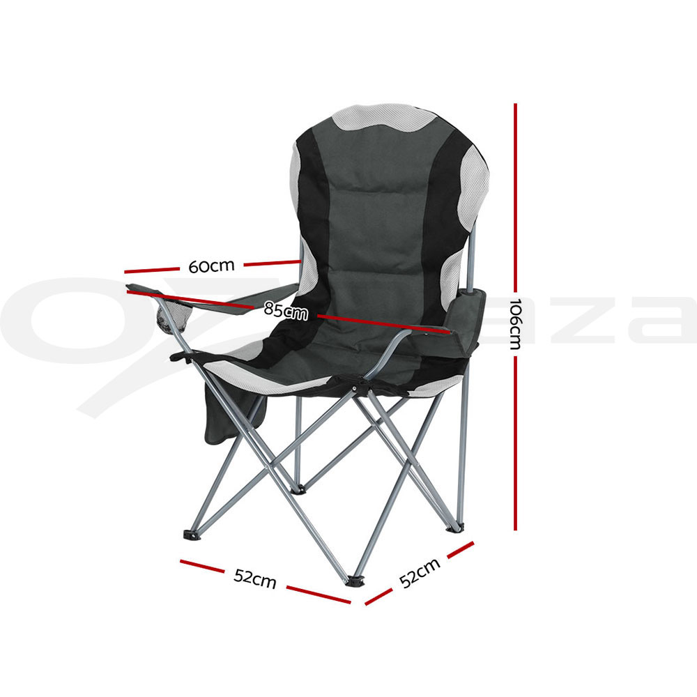 Weisshorn 2X Folding Camping Chairs Arm Chair Portable Garden Outdoor Fishing - Picture 15 of 15