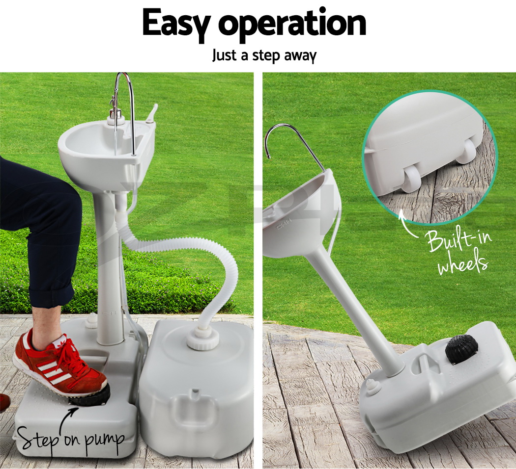 Weisshorn Camping Portable Sink Wash Basin Water Stand Food Event 43L