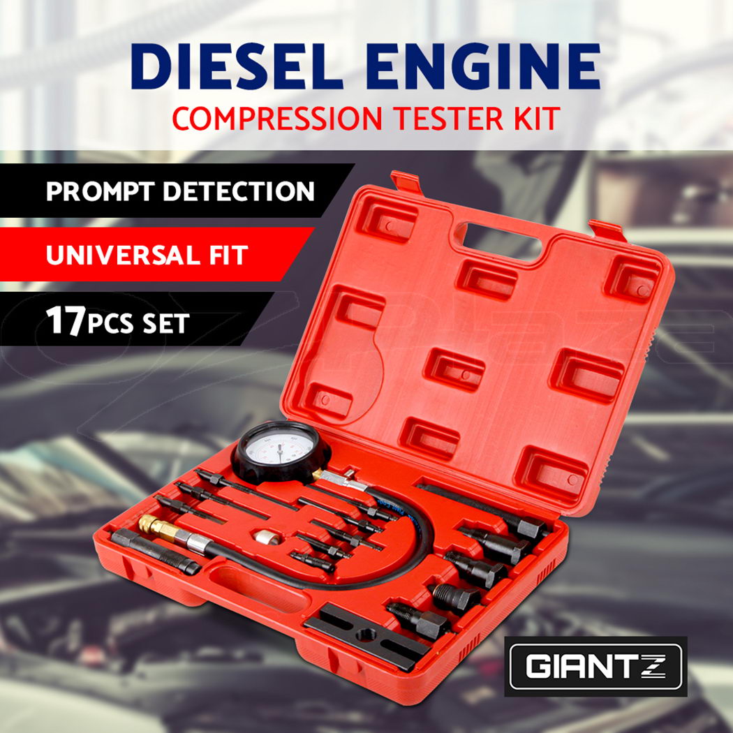 17pcs Diesel Engine Compression Tester Kit PSI 01000 accurate