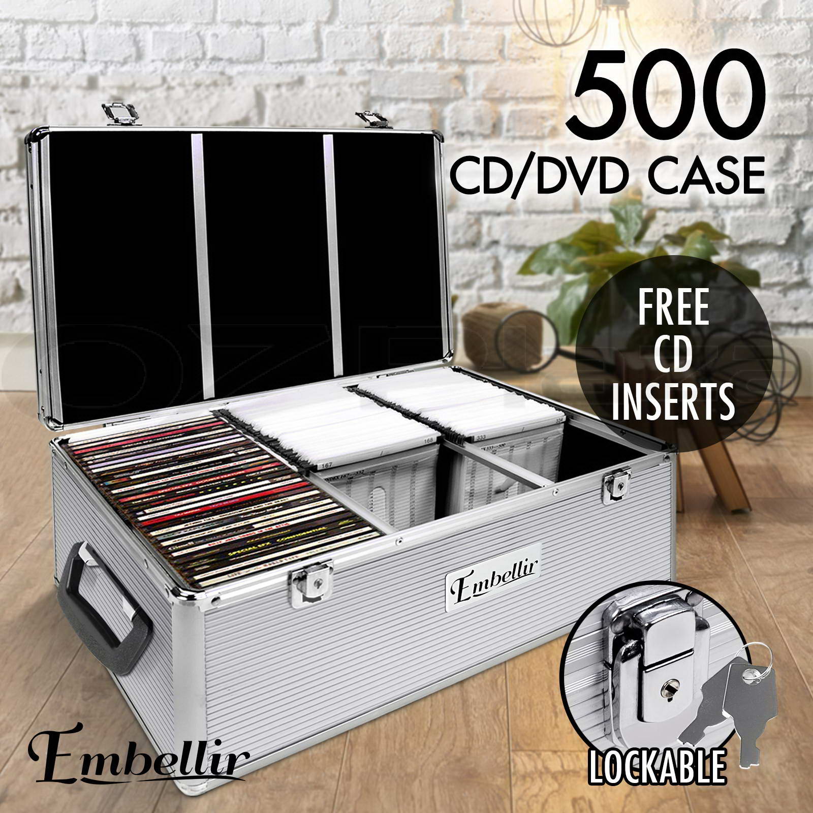 Aluminium CD Case DVD Bluray Lock Storage Case Box 240/500/1000 Discs