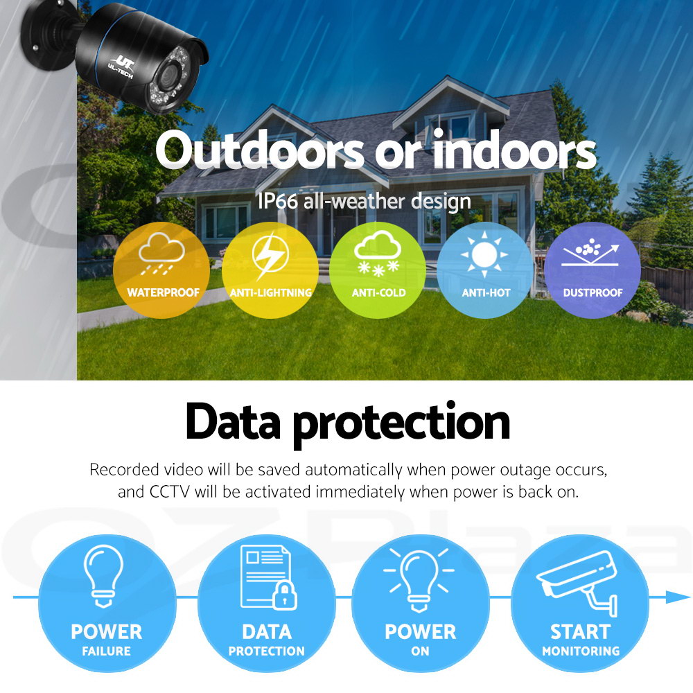 UL-tech CCTV Security Camera System 1080P 4CH 8CH DVR Home Outdoor Long Range - Picture 19 of 41
